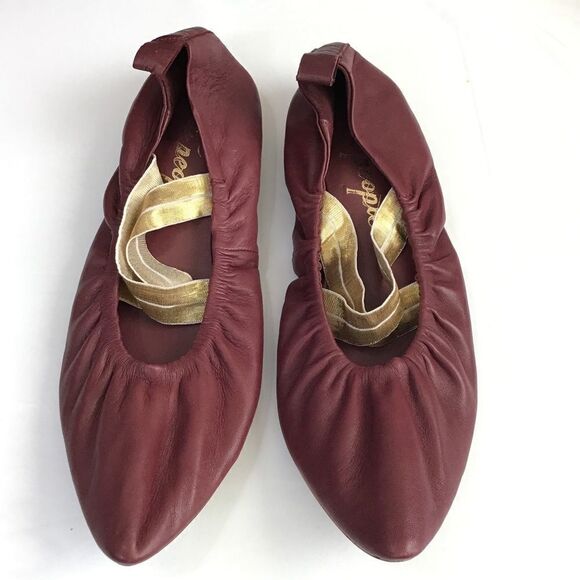 Free People Red Leather Flats Solitaire Pointed Toe Slip-On Shoes Size 11 New - Picture 2 of 11